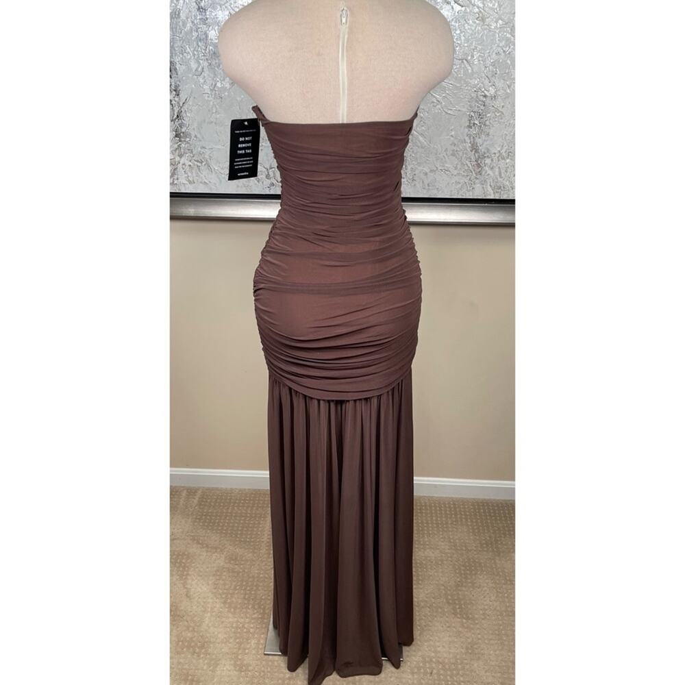 Retrofete Adele Brown Chiffon Strapless Maxi Dress - Picture 4 of 8